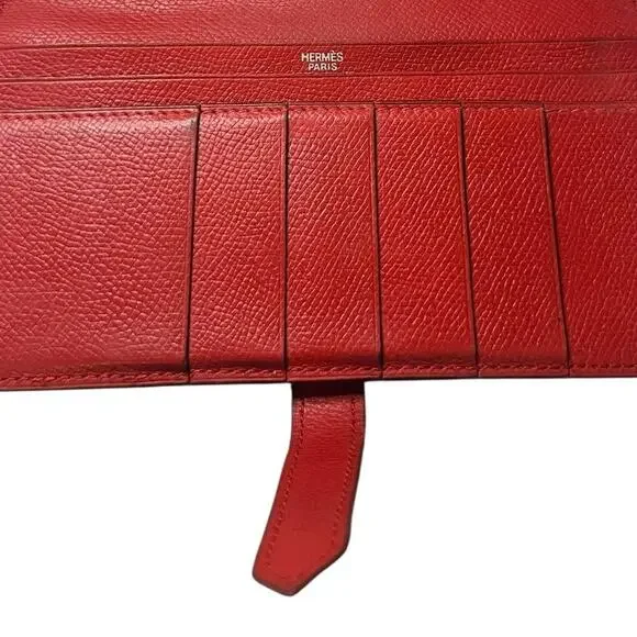 Hermès Bearn Classic Long Wallet Red Leather Gold Hardware 2004 - Picture 5 of 16